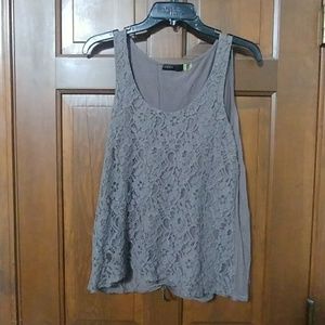 Grey lace front tank top